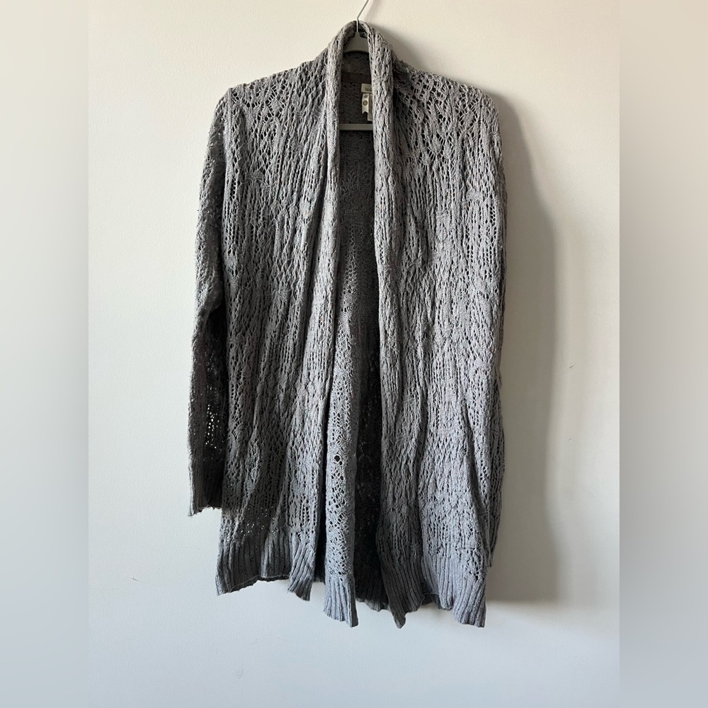 Matilda Jane Secret Fields Womens Lg Pixie Dust Sweater Gray Open Cardigan
